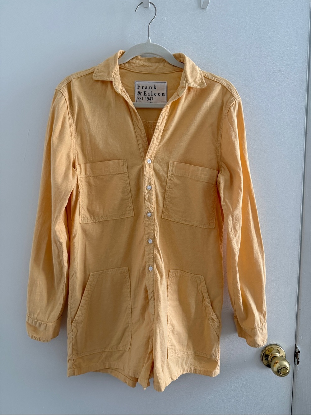 Frank & Eileen Ireland Orange Playsuit Long Sleeve Romper Size Small